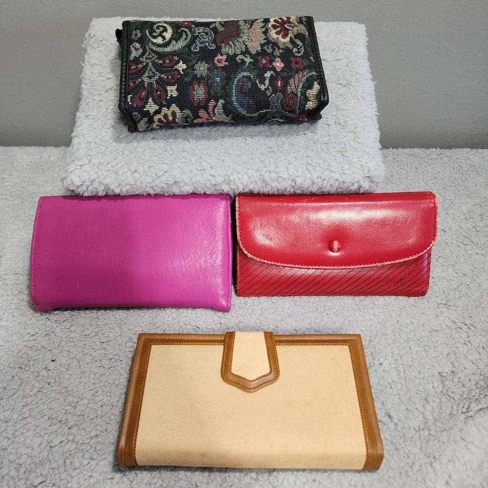 Wallets‎ Womens Vintage Deadstock Coin Purse Makeup Bag Lot of 4 80's